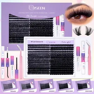Natural Dense Eyelash Cluster Kit 30D40D/40D60D/60D80D/80D100D/120D150D/200D300D, Soft Long-Lasting Lashes, D Curl DIY Eyelash Extension Set