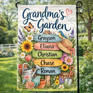 Personalized Grandma's Flag, Where Love Grows Flag, Custom Flag for Nana, Mimi, Mother's day Flag, Garden Gift, Grandchildren Flag