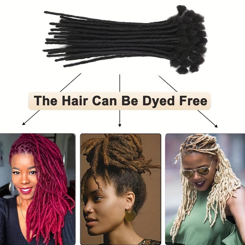 CCLG 0.6cm Width Quick-Install Handmade basic style Dreadlocks 100% natural Human Hair Dyeable Bleachable 4-12in add  length for Man Women Kids Braided Hair Extensions Glueless Reusable Bleach Dye Safe Afro-Kinky Texture