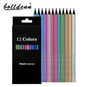12/24-Color Metallic Color Pencils for Art Painting & Coloring, Art Supplies, Creative DIY Handbooks, Poplar Genus Harvested in China