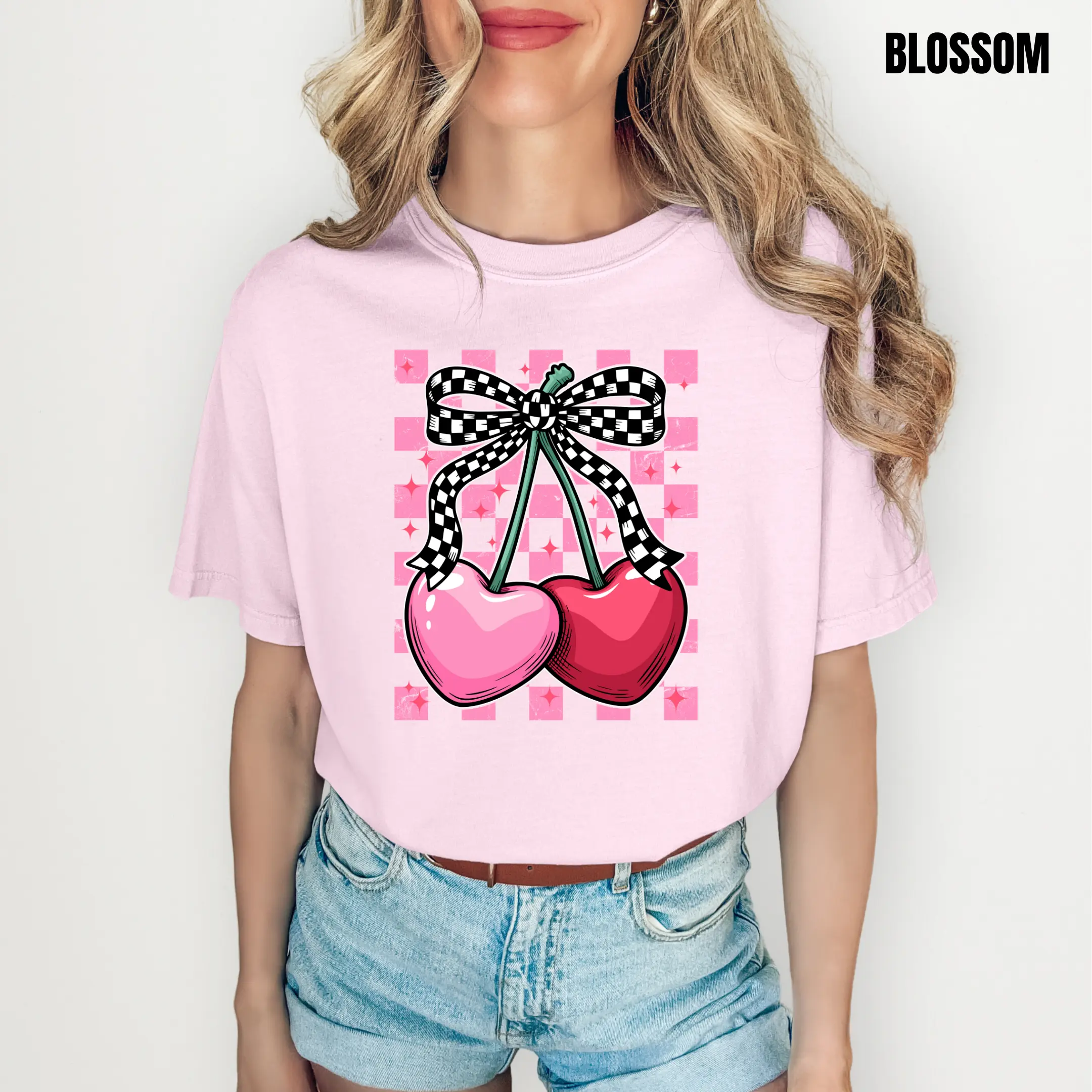 Chic Cherry Hearts Comfort Colors T-Shirt 'NLB'