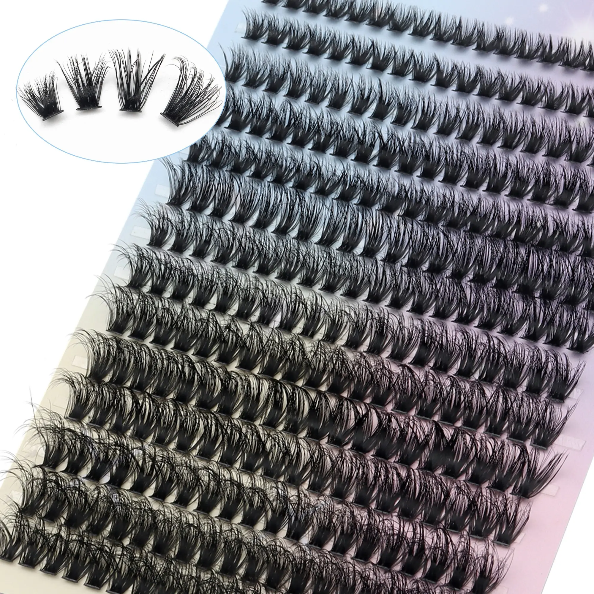 280 Cluster Large Capacity 3D Curled Eyelashes, Cosmetic Curly Lashes, Daily Cosmetic, Mixed Lengths 8-16mm, Long Thick Fluffy Texture, Reusable Beginner Friendly, Makeup