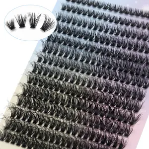 280 Cluster Large Capacity 3D Curled Eyelashes, Daily Cosmetic, Mixed Lengths 8-16mm, Long Thick Fluffy Texture, Reusable Beginner Friendly
