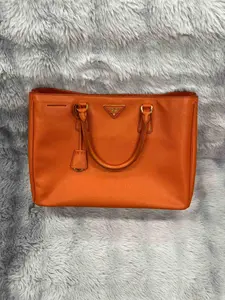 Pre-owned PRADA leather Shoulder Bags Orange Satchel Bag xiaotang20260308003