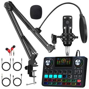 Live Podcast Equipment Kit, USB Rechargeable Microphone Studio Kit, Streaming/Live Streaming/YouTube Recorded Podcast Microphone Set for Live Streaming