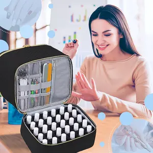 Professional Nail Tool Organizer Bag, Double-Layer Design with Removable Protective Divider, Water-Resistant Easy-to-Clean Organizer with Portable Carry Handle for Nail Care Accessories
