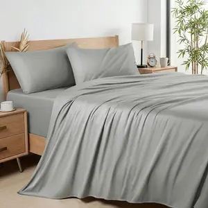 【Springtok】Bamboo-Derived Sheet Set – 3/4-Piece, Cooling & Breathable, Hotel-Style Ultra-Soft, 16" Deep Pocket, Wrinkle-Resistant & Fade-Resistant bed accessories natural fabric