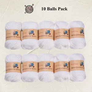 ThinkThings Acrylic Yarn for Crocheting Bulk 10 Balls Pack Pure White 6PLY 17.6 Ounces Solid White Crocheting Thread Beginner Friendly