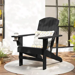 Black Oversized Classic Log Lounge Bench - Heavy-Duty Solid Wood Outdoor Furniture with Built-In Cupholder, Rustic Charm, Extra-Wide Seat, High Back, for Backyard, Garden