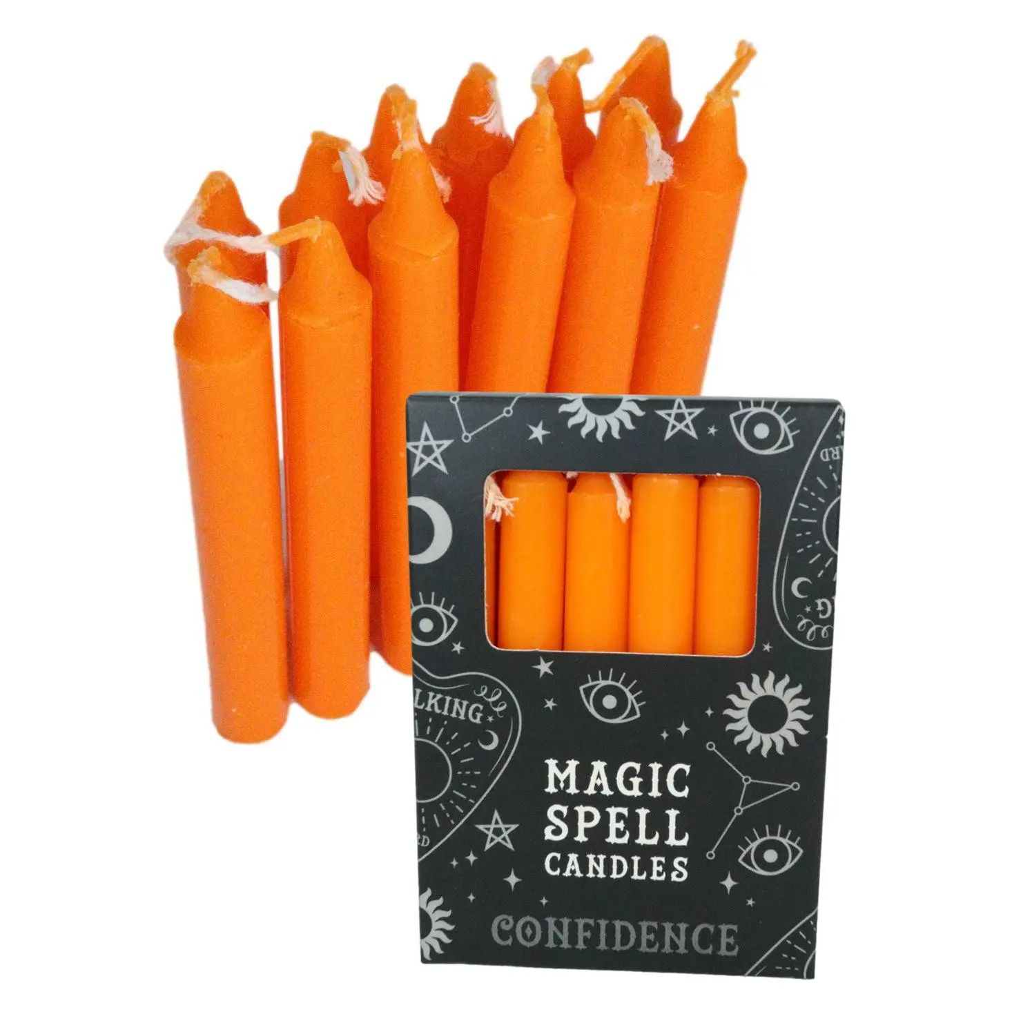 Orange Confidence Pack of 12 Wicca Occult Witch Ritual Spell Chime Candles