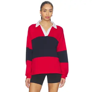 Splits59 Katie Fleece Rugby Pullover in Pirate Red & Indigo