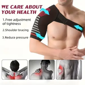 An adjustable shoulder pad, designed specifically for compression support, comfort, and protection of the shoulder. It is an ideal protective gear for adult sports and fitness