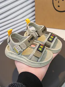 Baby Boys' Abc Letter Print Sandals, Breathable Mesh with Adjustable Velcro Straps, Anti-Slip Soft Sole, Summer Outdoor Walking Shoes