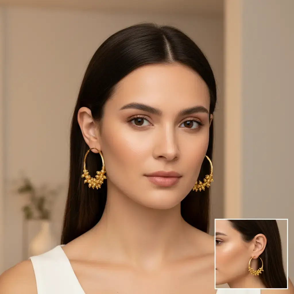 Women's Gold Plated Hoop Earrings - Indian Bali Style Layered Bead Earrings with Bead Work, Gold Accent Jewelry, Perfect for Daily & Special Occasions, Bead Work Earrings