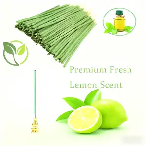 22cm Blue Lemon Incense Sticks, Plant Essential Oil Extract, Lemongrass Scented Freshener, Ideal for Camping, Meditation, Bedroom, Office Air Purification