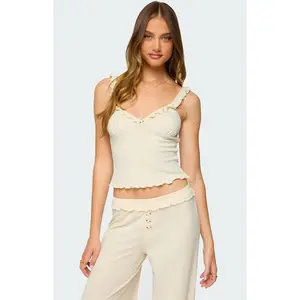 Edikted Women's Posy Ruffle Pointelle Tank Top Edikted Women's Posy Ruffle Pointelle Tank Top