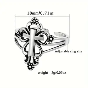 Cuff Ring Cross Unisex Flower Design Matching High Quality Clothing band thumb ring confession  ring
