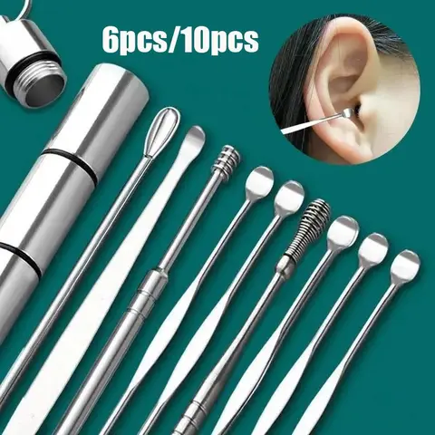 Ear Cleaning Tool Set, 10pcs/6pcs Ear Pickers, Multi-Functional Ear Wax Removal Kit, Ear Care Essentials, Ear Health Tools, Earwax Removal Kit, Ear Canal Cleaner, Ear Cleaners, Ear Hygiene Set