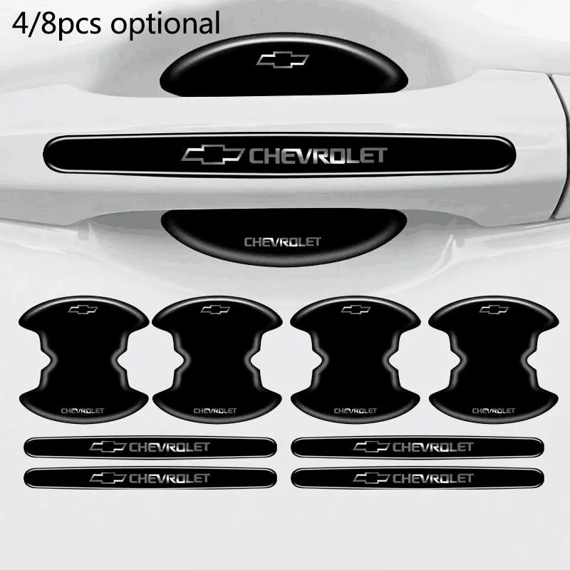 4/8pcs Car Door Handle Bowl Anti-collision Protective Stickers For Chevrolet Chevy Cruze Malibu Sail Spark Captiva Equinox Trax AVEO Lova Auto Accessories Automobile Decals Universal Car Sticker Adhesive Decals Automotive Vehicle Accessory