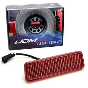 iJDMTOY OE Red Lens Race Car Style Strobe LED 3rd Brake Light Assembly w/o Base For Jeep 2007-2017 Wrangler JK JKU, Powered by 8 Red LED Emitters