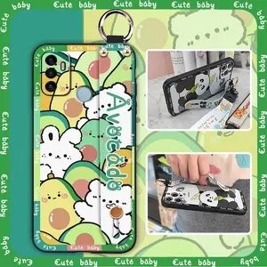 Wristband Shockproof Phone Case For OPPO A53 2020/A32 2020/A33 2020/A53S Wrist Strap Durable Back Cover Fashion Design Anti-knock ring Cute Silicone Kickstand Cartoon Lanyard