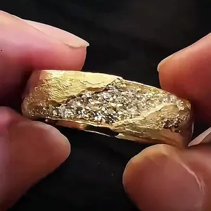 Aossio Gold Eternity Breaker Vintage Finish Men's Ring