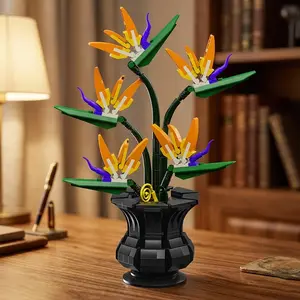 Bird-Of-Paradise Planter Building Blocks, DIY Desktop Decor, Artificial Flower Plant Model, Home Decoration, Christmas Gift, Birthday Gift, Mother's Day Gift