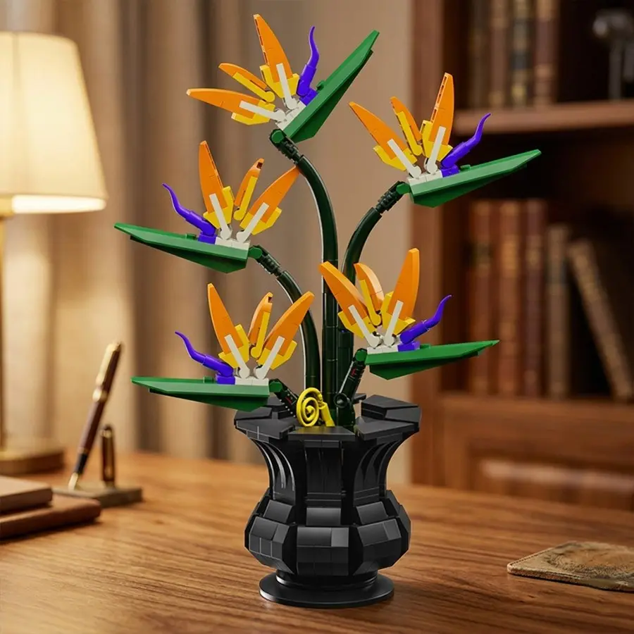 Bird-Of-Paradise Planter Building Blocks, DIY Building Kit, DIY Desktop Decor, Artificial Flower Plant Model, Home Decoration, Christmas Gift, Birthday Gift, Mother's Day Gift