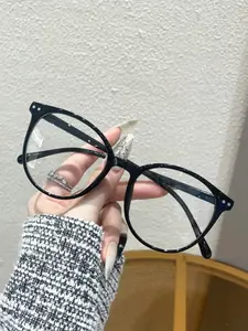 Unisex Fashion Oval Simple Versatile College Style Decorative Glasses, Daily Wear Work Study Life, Plastic Frame, Leopard Pattern