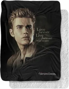 Vampire Diaries Blanket, 60"x80", Forever Silky Touch Sherpa Back Super Soft Throw Blanket