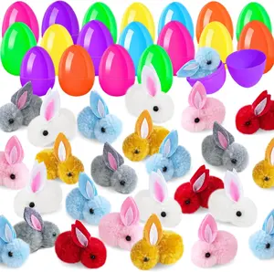 30 Pack Easter Eggs Fillers with Mini Easter Bunny Plush – Colorful Bunny Stuffed Animals, Easter Basket Stuffers for Kids, Toddlers, Teens, Boys & Girls
