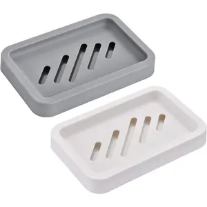 2PCS Drain Soap Pan, Dishwashing Sponge Soap Rack with Water Pan, Keep Place Dry, Easy to Clean Soap Box, Suitable for Kitchen, Bathroom, Containers