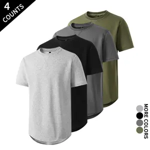 4-Pack Curved Hem Crew Neck Tees, All-Match Casual T-Shirts for Wardrobe Staple outdoorfun