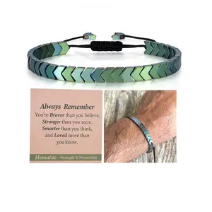THEMEROL Easter Basket Stuffers Stylish Hematite Arrows Bracelet for Men Teens Boys Gifts Ideas 18th Birthday Son Grandson Valentines Christmas Stocking Graduation Adjustable Design Meaningful Card Solid Craftsmanship Black Friday Cyber Monday