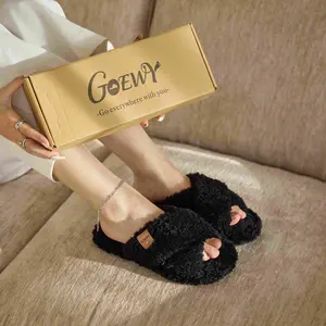 Fuzzy Open Toe Slippers for Women Indoor & Outdoor Memory Foam Cozy Cross Band Soft House Shoes Slip On Gifts for Mom Her Ladies Bridesmaid - Footwear, Girl