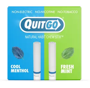 QuitGo Air Cool Menthol and Fresh Mint Habit Chew Stick – Plastic Reusable Natural Aid Straw to Curb Cravings & Breathe Freely
