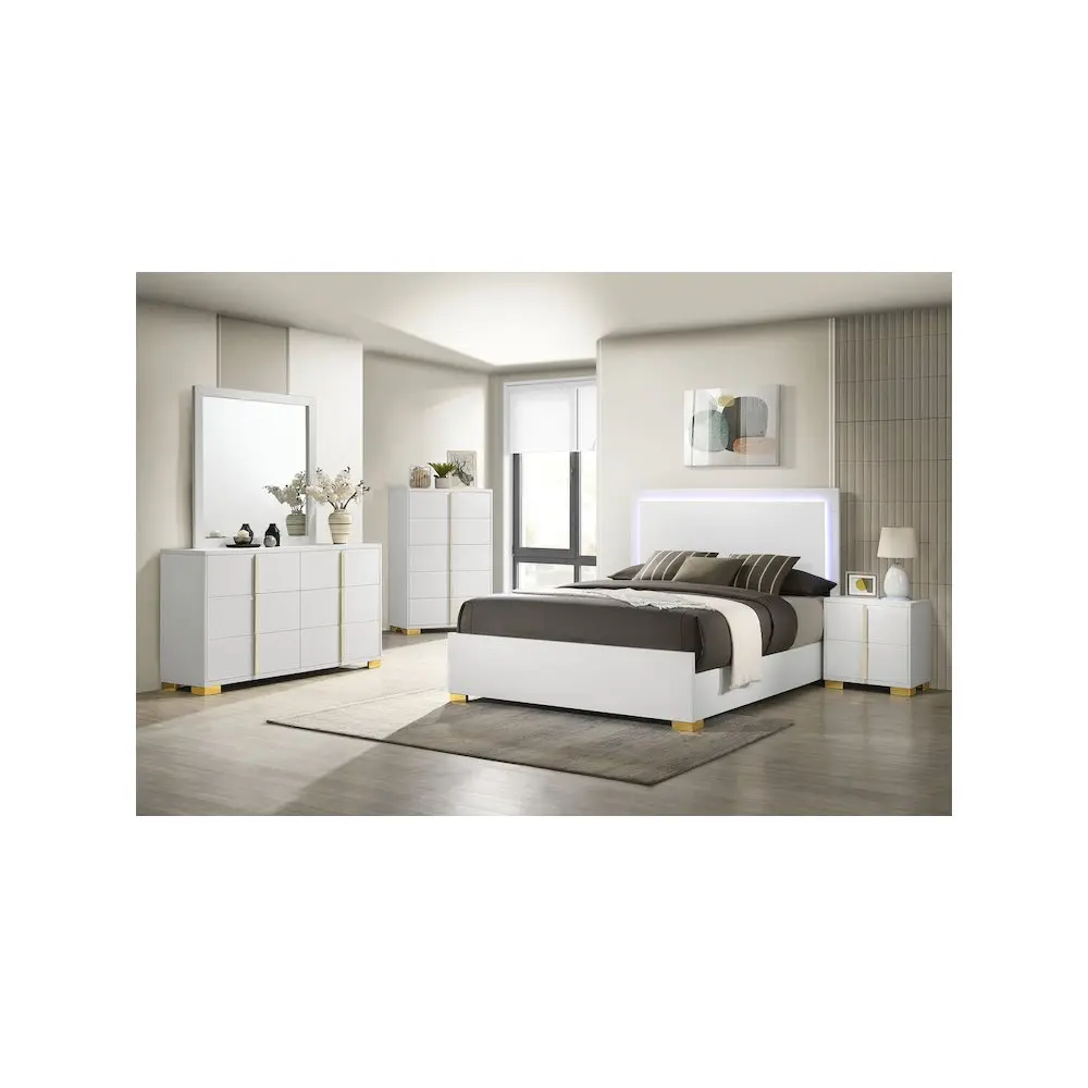 Marceline Rectangle Modern White Dresser Mirror, Elegant Minimalist Home Decor, MDF Frame with Glass Surface