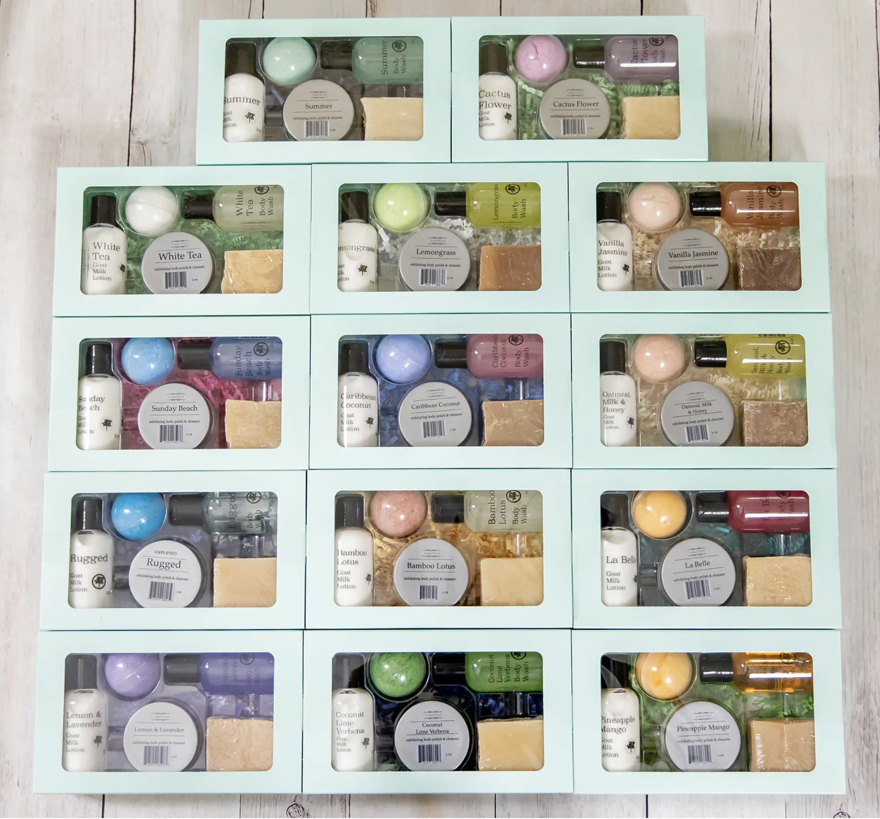 5 Piece Sampler Set-Gift-Body Wash-Body Polish- Bar Soap-Bath Salt-Lotion