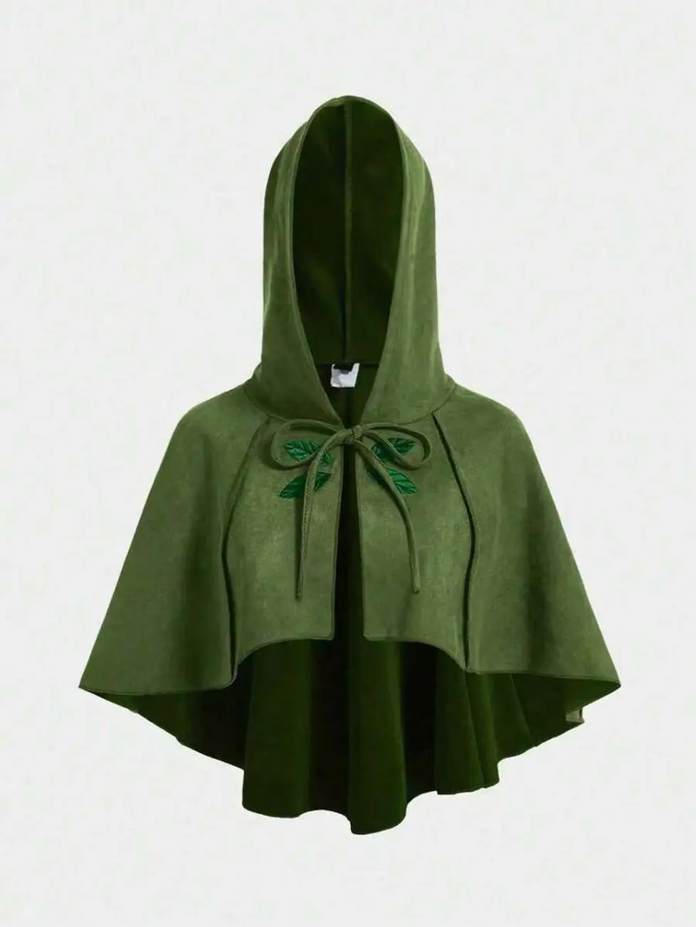 Plus Size Fairycore Hooded Leaf Embroidery Cape Cardigan, Gothic Fall Outerwear