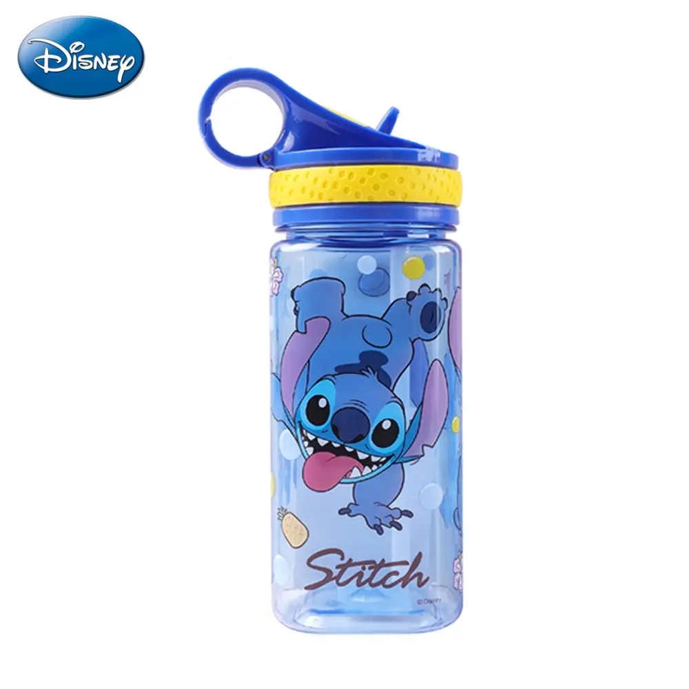 Disney Stitch 480ML Straw Bottle, Blue Color, Portable & Durable Design, Ideal for Daily Use & Gifts, Recycled Material, Kid Water Bottle, Plastic Water Bottles, Water Bottles With Straw
