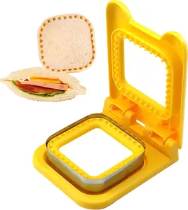 Uncrustable Sandwich Maker Sandwich Cutter and Sealer 2-in-1, Square Crustless Sandwich Maker for Lunch, Picnic, School, Fast Healthy Snacks