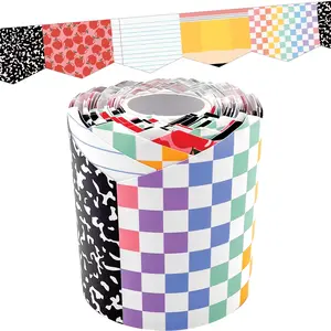 Cool for School Die-Cut Rolled Border Trim - 50ft - Decorate Bulletin Boards, Walls, Desks, Windows, Doors, Lockers, Schools, Classrooms, Homeschool & Offices