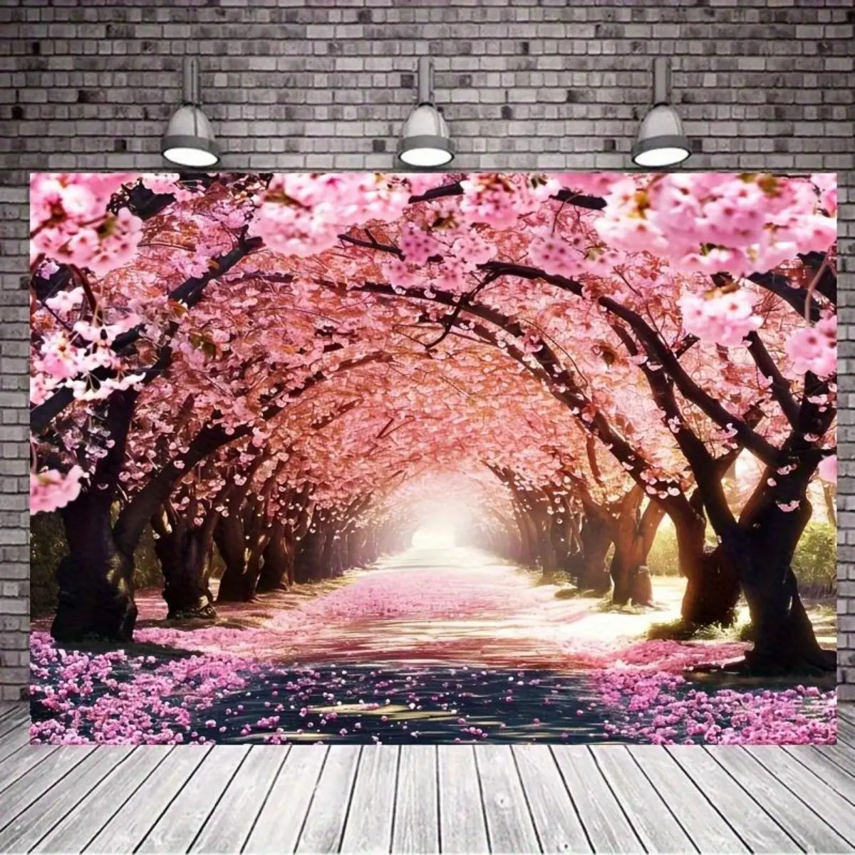 Fabric Spring Cherry Blossom Photography Backdrop - Pink Floral Boulevard Design - Easter, Wedding & Party Photography - For Photographers & Event Planners - Perfect Gift for Photo Enthusiasts Banners Flower