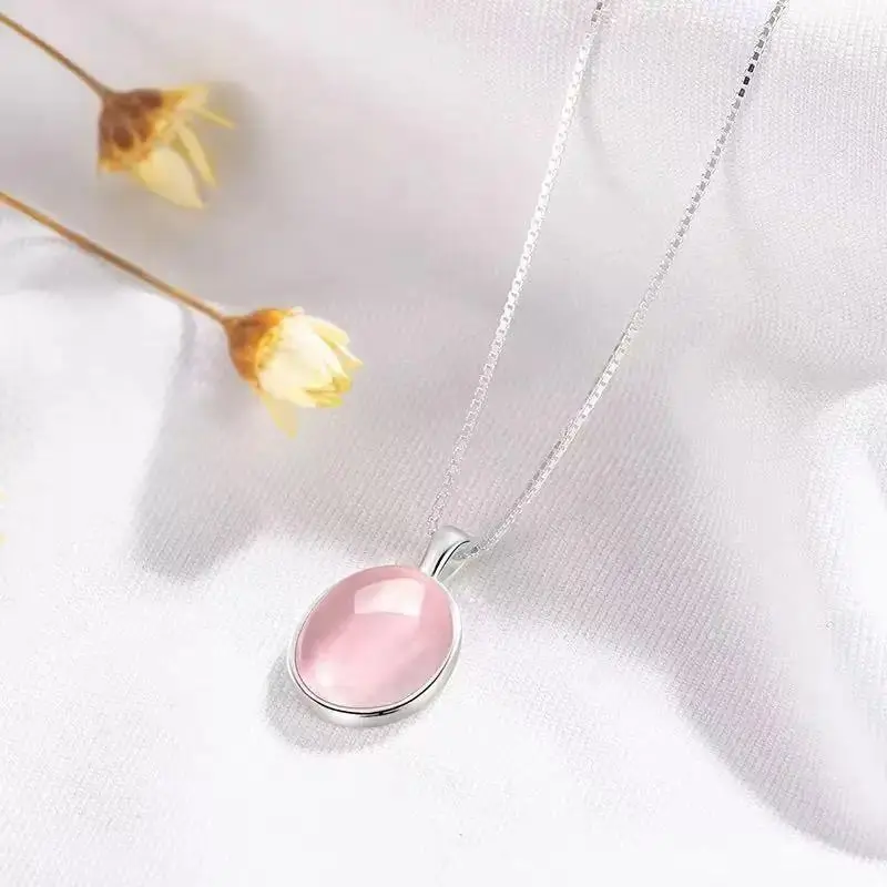 925 Sterling Silver Necklace with Moonstone and Natural Aquamarine Pendant, Necklace, Clavicle Chain, Women's Jewelry