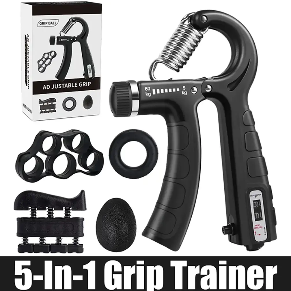 All-in-One Grip Strength Trainer 5Pcs Hand Exerciser Kit for Men Women Forearm Training with Enhanced Grip Strength and Muscle Building Hand Gripper, Hand Grip, Grip Strengthener