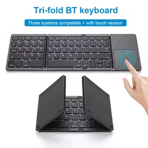 Foldable Wireless Keyboard with Touchpad, Ultra-Thin Portable Battery-Powered, Compatible with Android Windows iOS Tablets Laptops