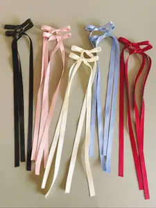 Cute Bowknot Decor Hair Clip, Long Ribbon Hair Clip, Fashion Hair Accessories for Women & Girls, Minimalist Headwear Suitable for Thick Hair, Fashionable Hair Accessories