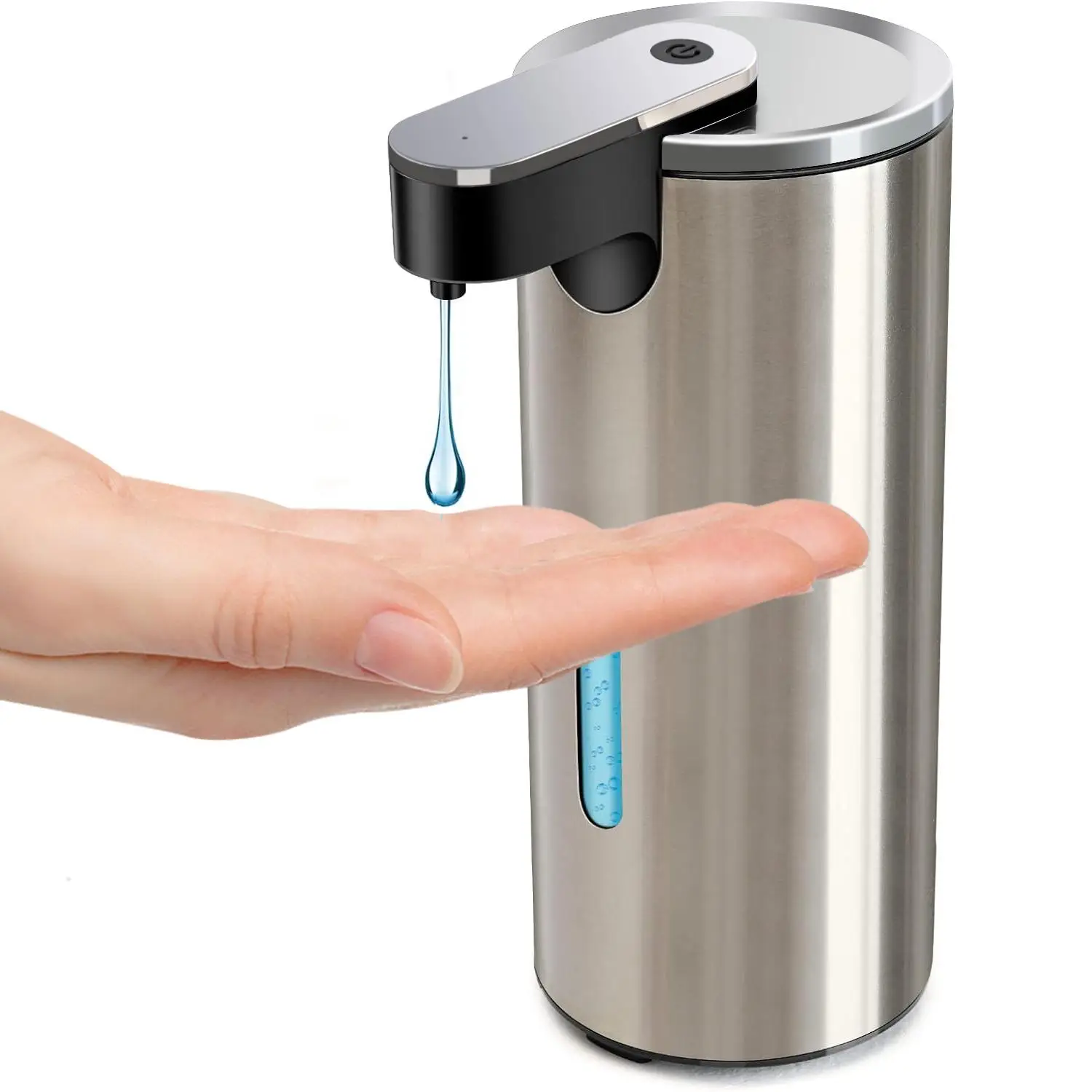 Stainless Automatic Soap Dispenser, 1 Count Battery Operated Electric Sensor Hand Free Liquid Soap Dispenser with 3 Adjustable Volume Control for Kitc