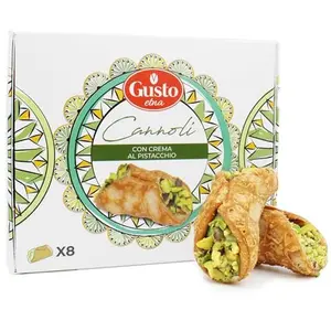 GUSTO ETNA Sicilian Cannoli filled with Pistachio Cream, 8 Pieces, Mini Cannoli in Gift Box with Pistachio Butter, Crunchy Sweet Delicacy from Bronte, Sicily, Italian Biscotti Cookies, From Italy
