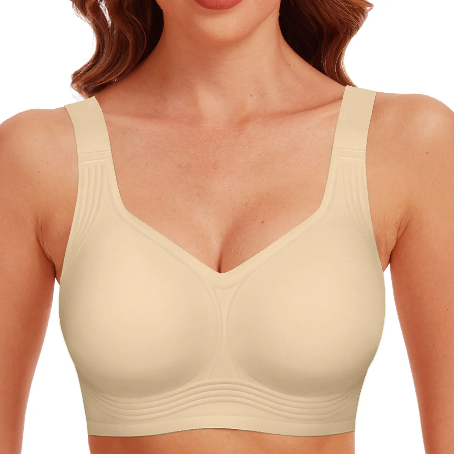 CheChury Womens Wireless Jelly Bra Plus Size Supportive Seamless Bras Full Coverage Push Up Comfortable No Underwire Tshirt Bras